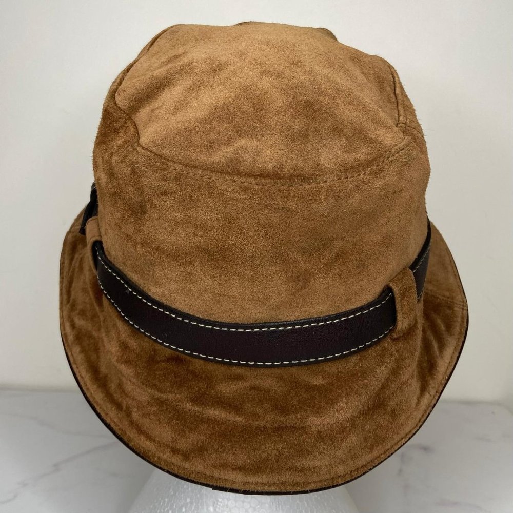 Coach Brown Suede Bucket Hat with Dark Brown Leather Strap - Picture 5 of 11